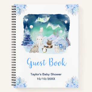 Nördlicher-Lichter-Tiere-Baby-Party-Gästebuch Notizbuch