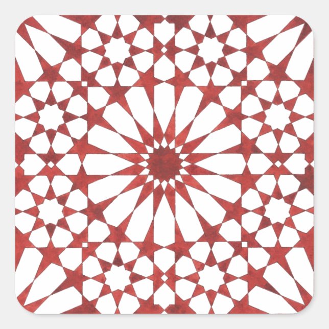 Nördlicher Mosaik ALHAMBRA Quadratischer Aufkleber (Vorderseite)