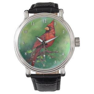 Nördlicher Roter Kardinal-Vogelbeobachtung Armbanduhr
