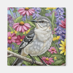 Nördlicher Spottdrossel mit Blumen Magnet