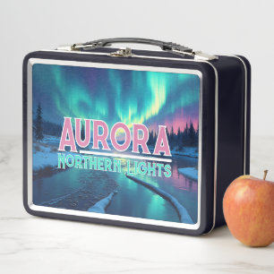 Nordlicht Aurora Borealis Metall Brotdose