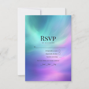 Nordlicht Aurora Borealis Winterhochzeit RSVP Karte