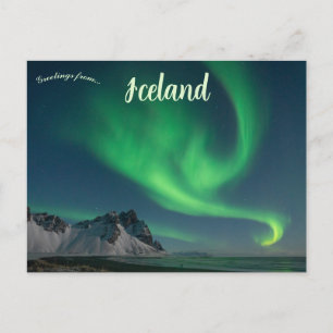 Nordlicht in Island Postkarte