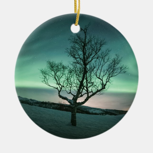 Nordlichtbaum Keramik Ornament (Vorne)