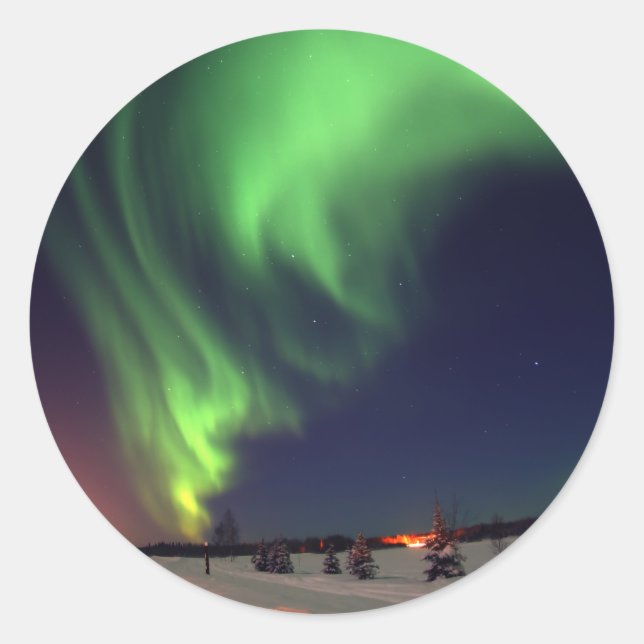 Nordlichter am Bärensee Runder Aufkleber (Vorderseite)