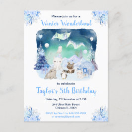 Nordlichter Arktische Tiere Geburtstag Postkarte
