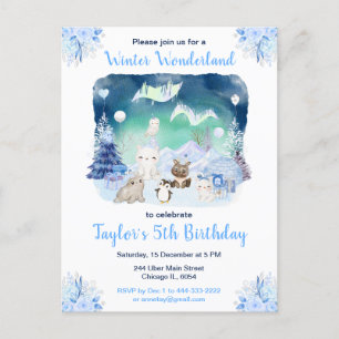 Nordlichter Arktische Tiere Geburtstag Postkarte
