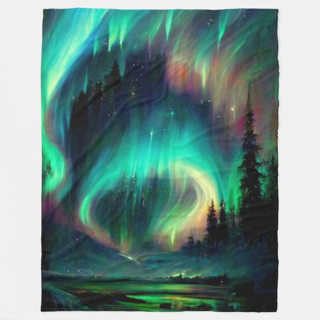 Nordlichter/Aurora Borealis Fleecedecke (Vorderseite)