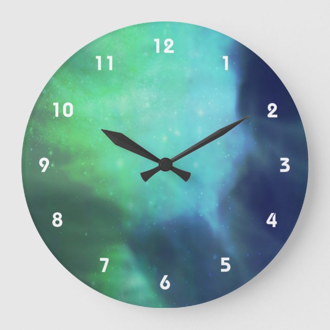 Nordlichter / Aurora Borealis Große Wanduhr (Vorderseite)