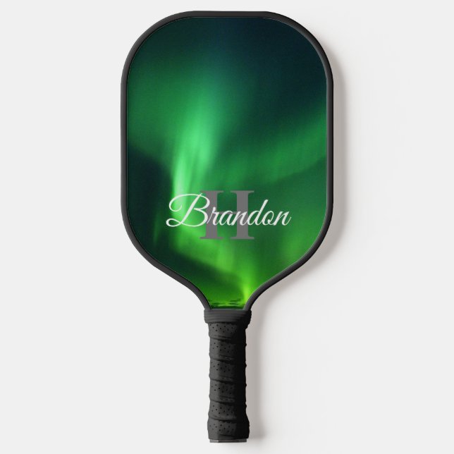 Nordlichter Aurora Borealis Monogram Custom Pickleball Schläger (Vorderseite)