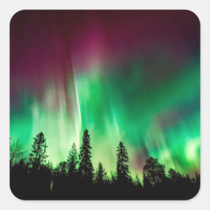 Nordlichter Aurora borealis Quadratischer Aufkleber