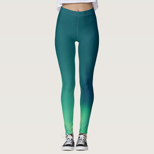 Nordlichter Aurora Borealis Yoga Pants Green Leggings (Vorderseite)