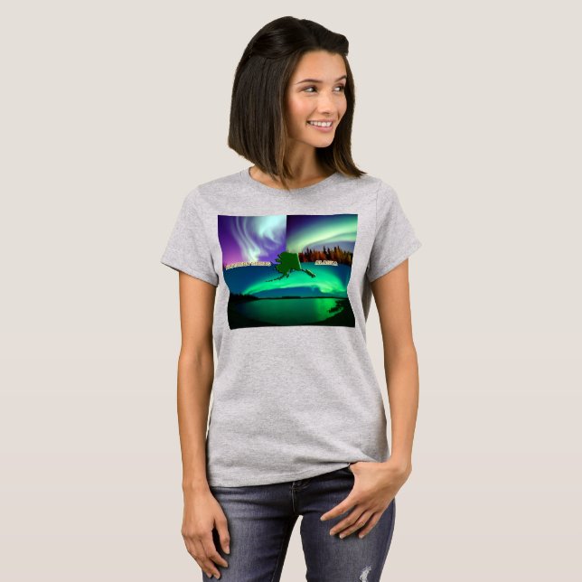 Nordlichter der Alaska Collage Womens T-Shirt (Vorne ganz)