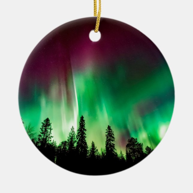 Nordlichter der Aurora borealis Keramik Ornament (Vorne)