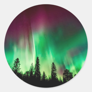 Nordlichter der Aurora borealis Runder Aufkleber