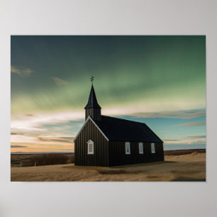 Nordlichter der Kirche Budir Poster