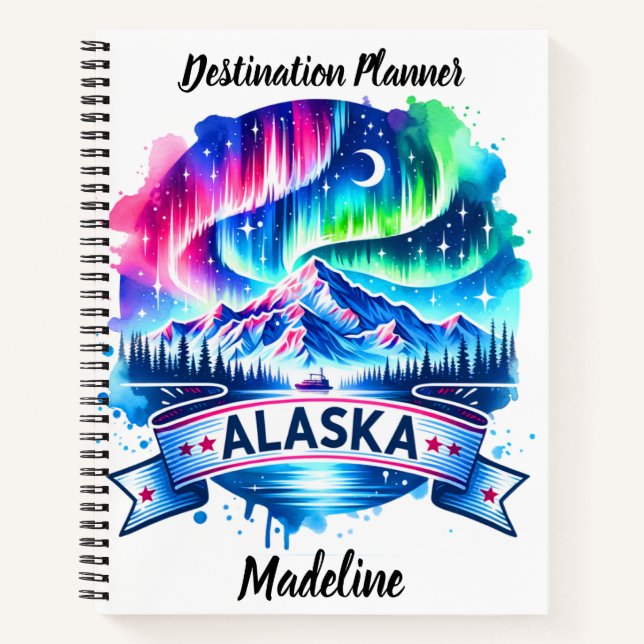 Nordlichter drehen sich über die Gipfel von Alaska Notizbuch (Vorderseite)