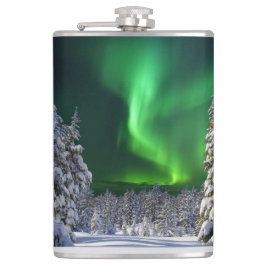 Nordlichter im Winter Flachmann