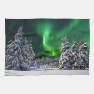 Nordlichter im Winter  Geschirrtuch