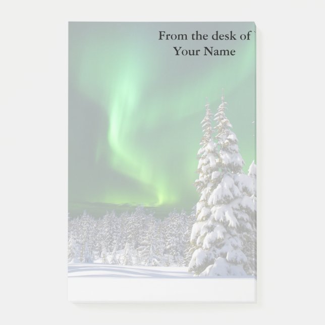 Nordlichter im Winter Post-it Klebezettel (Vorderseite)