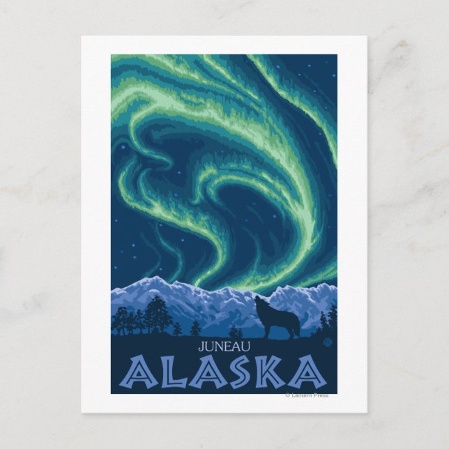 Nordlichter - Juneau, Alaska Postkarte (Vorderseite)