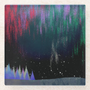 Nordlichter Moderne Landschaft Glasuntersetzer