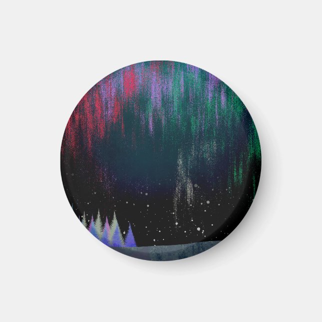 Nordlichter Moderne Landschaft Magnet (Vorne)