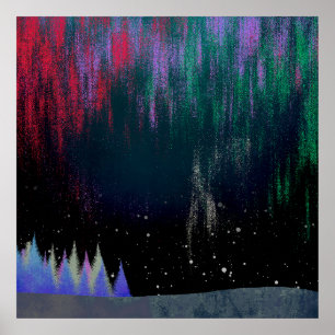 Nordlichter Moderne Landschaft Poster