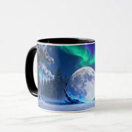 Nordlichter-Mond-Becher | Aurora Borealis Winter Tasse