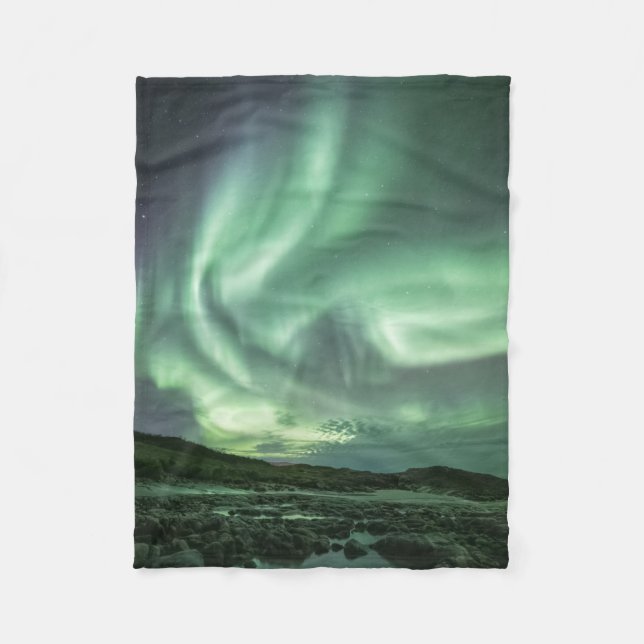 Nordlichter Norwegen Fleecedecke (Vorderseite)