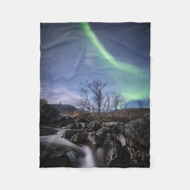 Nordlichter Norwegen Fleecedecke (Vorderseite)