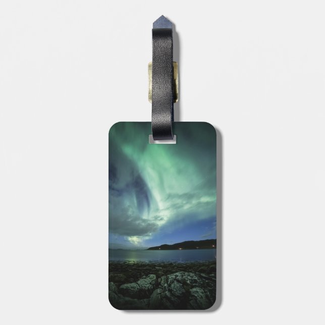 Nordlichter Norwegen Gepäckanhänger (Rückseite vertikal)