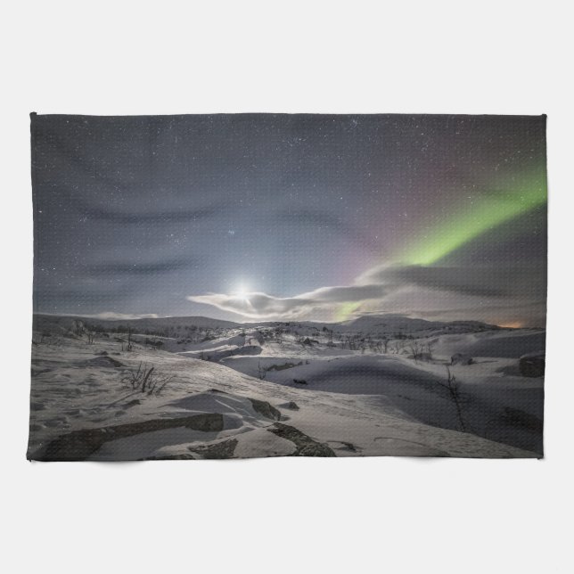 Nordlichter Norwegen Geschirrtuch (Horizontal)