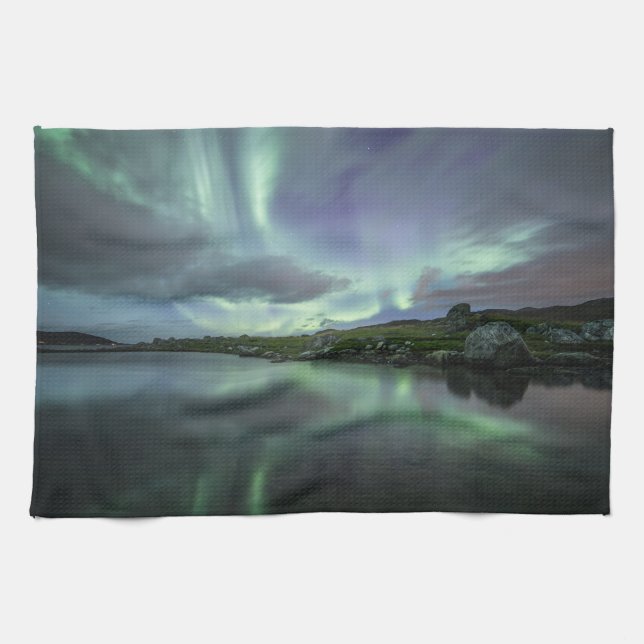 Nordlichter Norwegen Geschirrtuch (Horizontal)