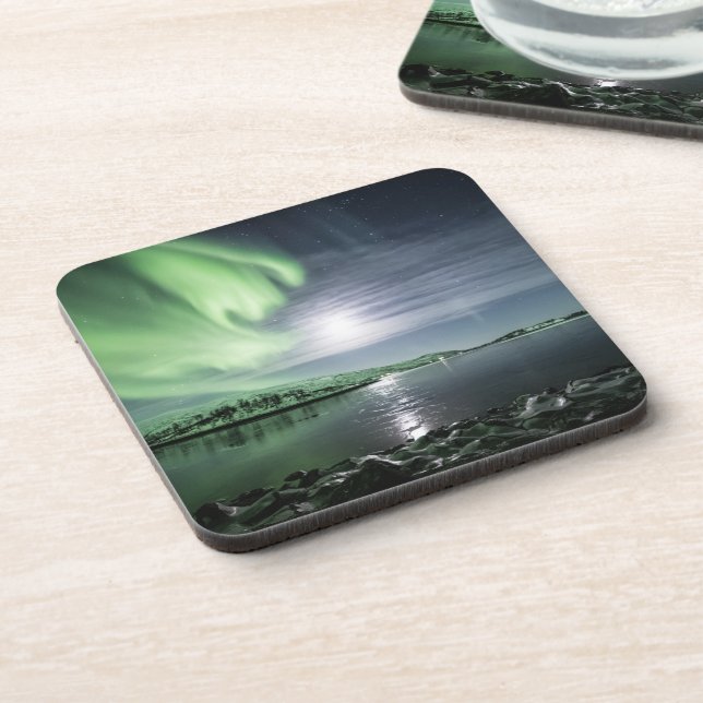 Nordlichter Norwegen Getränkeuntersetzer (Linke Seite)