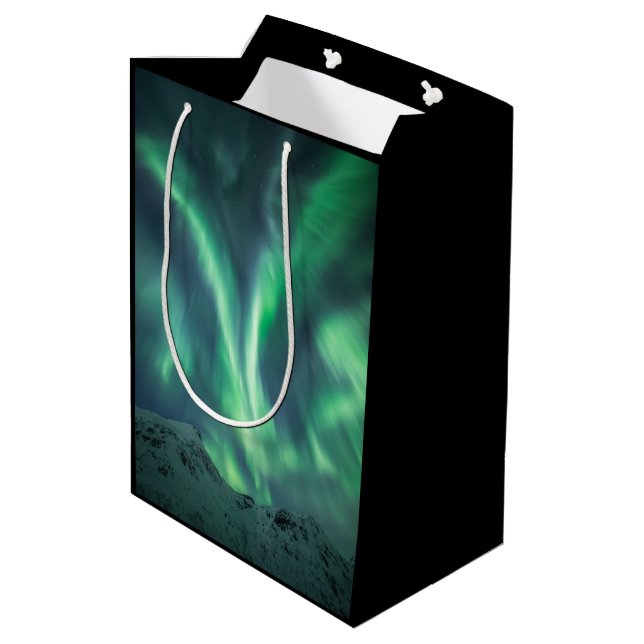 Nordlichter Norwegen Mittlere Geschenktüte (Rückseite Schrägansicht)