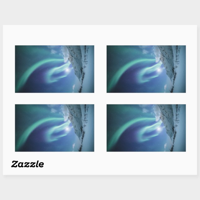 Nordlichter Norwegen Rechteckiger Aufkleber (Blatt)