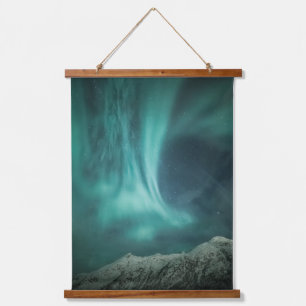 Nordlichter Norwegen Wandteppich Mit Holzrahmen