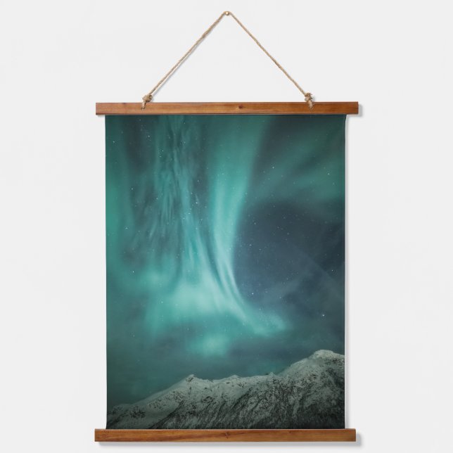 Nordlichter Norwegen Wandteppich Mit Holzrahmen (Vorderseite)
