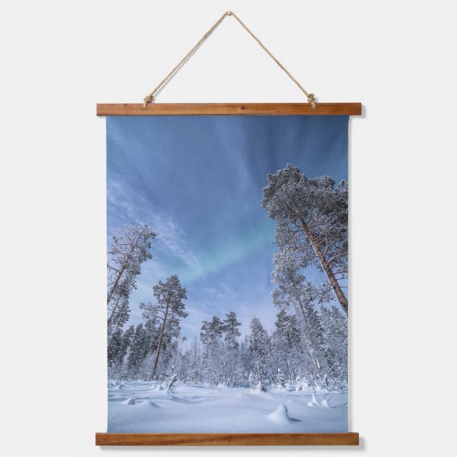 Nordlichter Norwegen Wandteppich Mit Holzrahmen (Vorderseite)