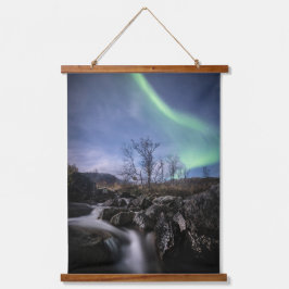 Nordlichter Norwegen Wandteppich Mit Holzrahmen