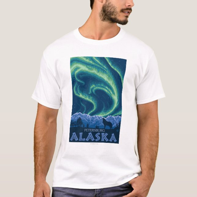 Nordlichter - Petersburg, Alaska T-Shirt (Vorderseite)
