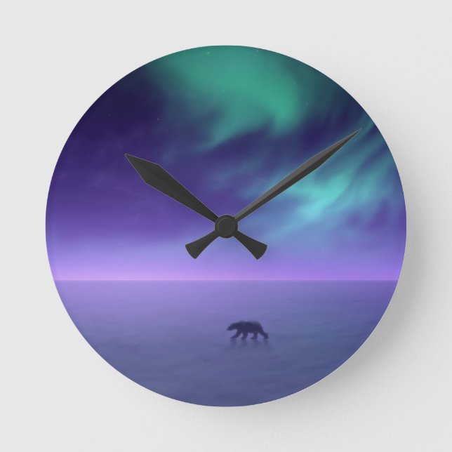 Nordlichter Runde Wanduhr (Vorderseite)