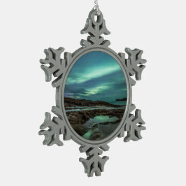 Nordlichter Schneeflocken Zinn-Ornament