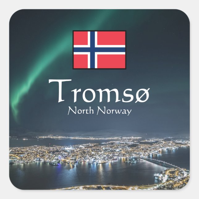 Nordlichter Tromso Norwegen Quadratischer Aufkleber (Vorderseite)