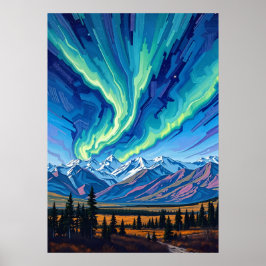 Nordlichter über Denali Poster