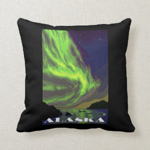Nordlichter und Orcas-Vintage Reise Kissen
