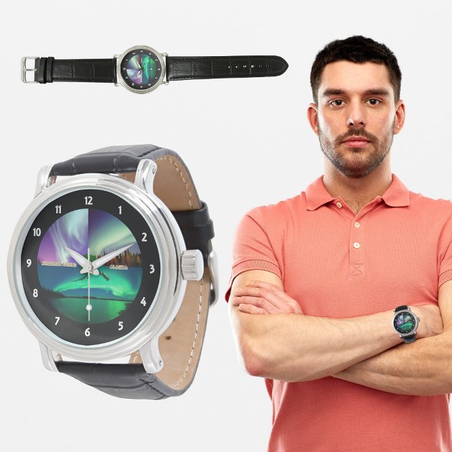 Nordlichter von Alaska Collage Armbanduhr (Northern Lights of Alaska Collage Watch)