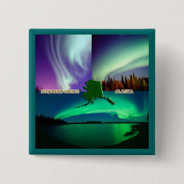 Nordlichter von Alaska Collage Button
