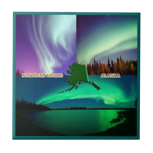 Nordlichter von Alaska Collage Fliese (Vorderseite)